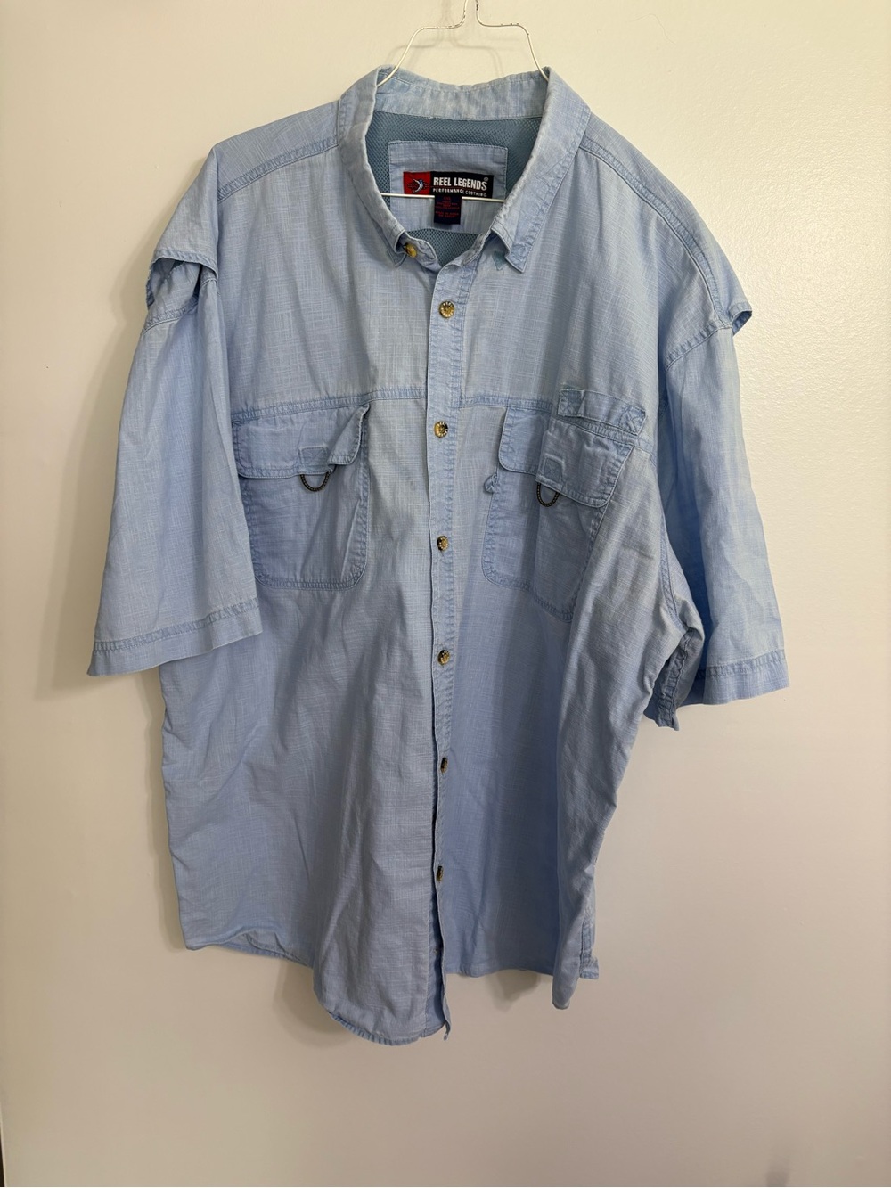 Reel Legends Men's XXL Blue Fishing Outdoor Ocean Vented Mariner Shirt Camping